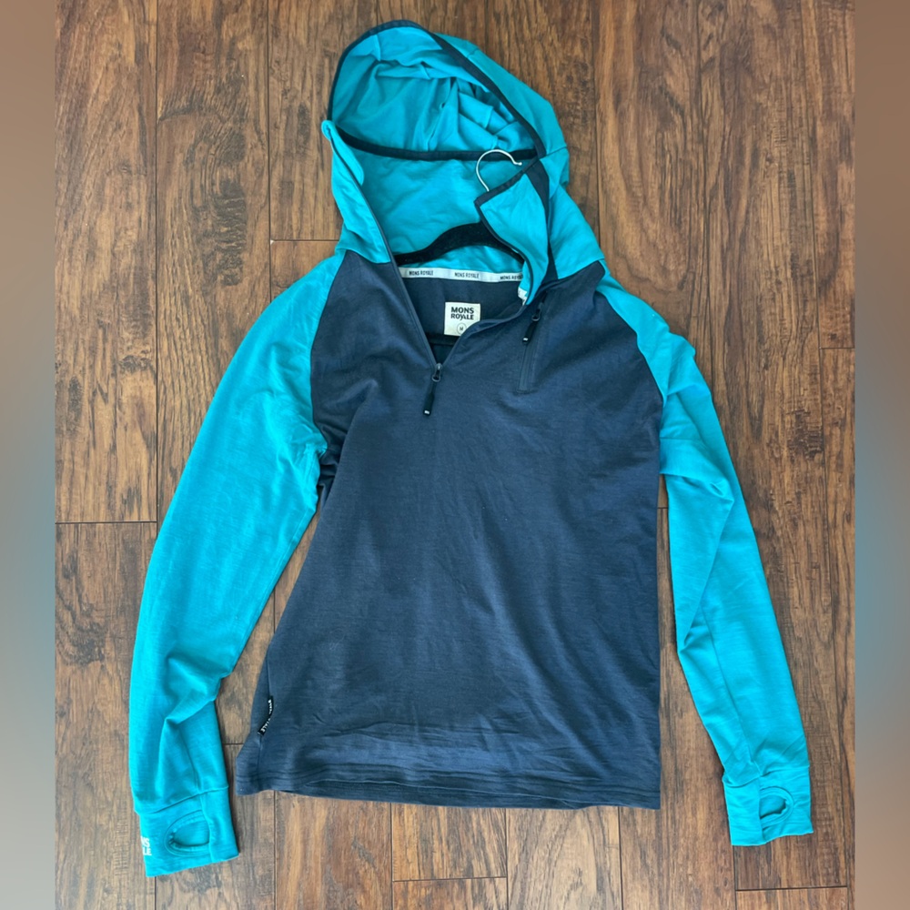 Mons royale merino base layer hoodie quarter zip wool baselayer